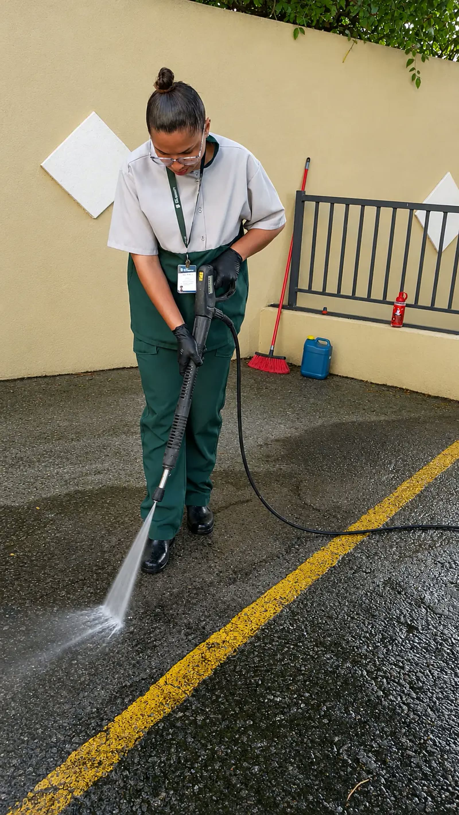 Limpeza pesada com lavadora de alta pressão